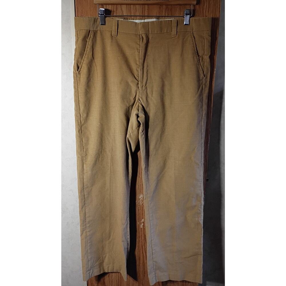 Vintage 80s Corduroy Pants Mens 38x29 Straight Leg Tan Workwear Quality Rugged